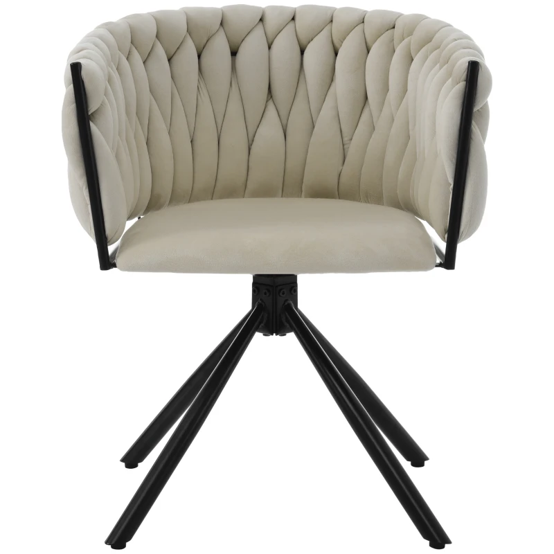 Set of 4 Velvet Dining Chairs with Metal Legs, 360° Swivel, Ergonomic Design, Luxurious and Modern, 61x51.5x71 cm, Beige