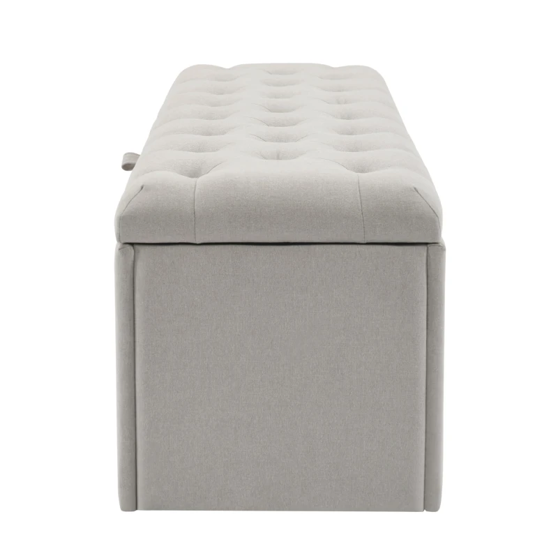 Linen Upholstered Shoe Storage Bench with Storage Space, Bed Stool, 135x41x42 cm, Light Grey