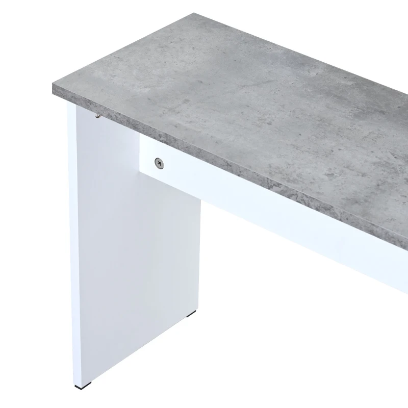 Table and Chairs Set with 2 Benches and Artificial Marble Top, Compact Design Dining Set, Easy Assembly, 108x65x75 cm, Gray