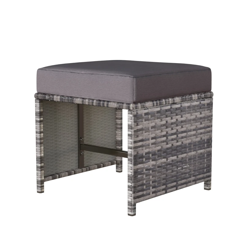 7 Seater Rattan Garden Patio Corner Sofa Set with High Glass Top Dining Table, 184x184x66 cm, Grey