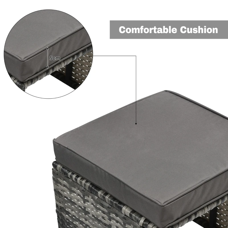 7 Seater Rattan Garden Look Patio Corner Sofa Set with Glass Topped Dining Table, Side Storage and Cushions, 224x180x65 cm, Grey