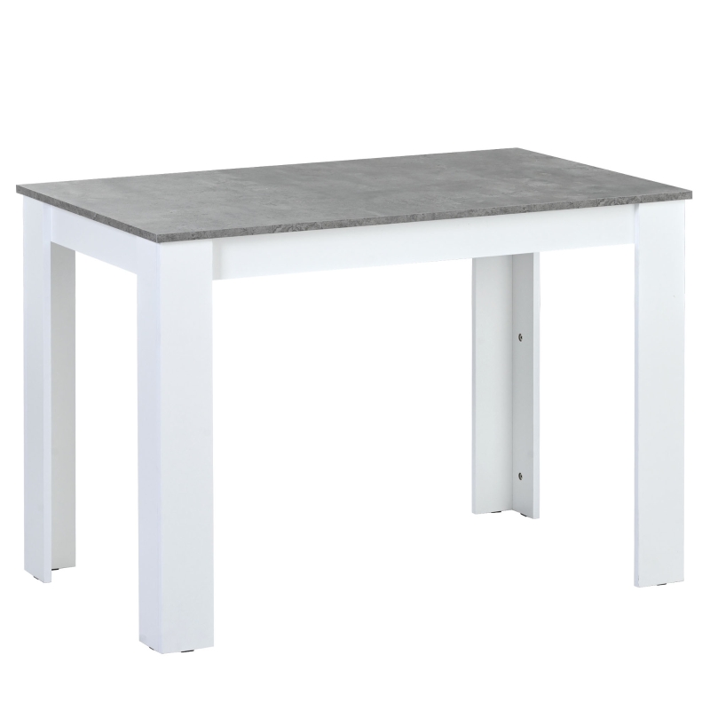 Table and Chairs Set with 2 Benches and Artificial Marble Top, Compact Design Dining Set, Easy Assembly, 108x65x75 cm, Gray