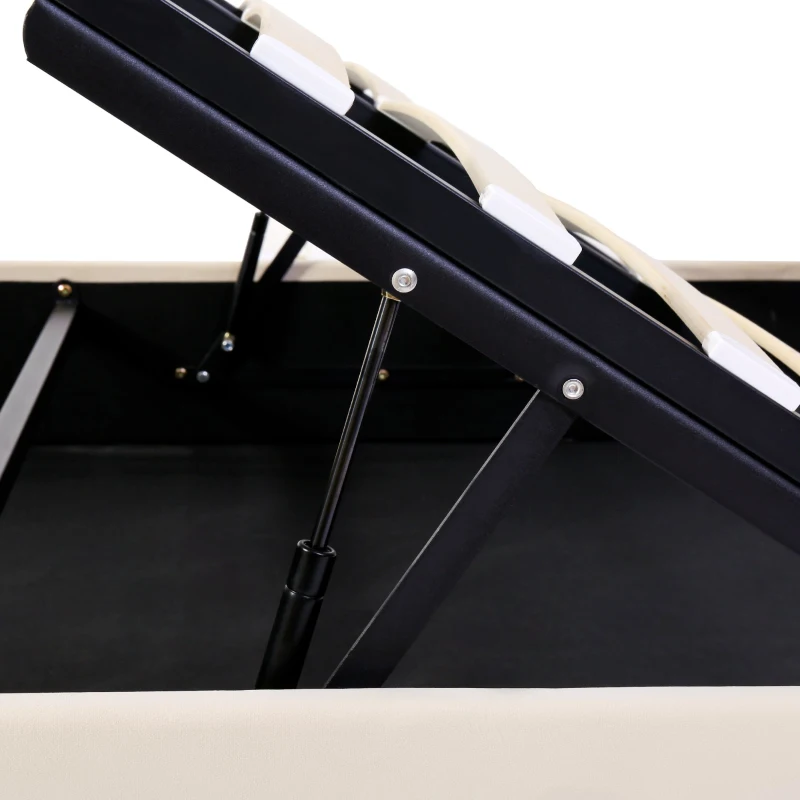 5ft King Size Luxurious Velvet Button Tufted Sleigh Bed with Hidden Storage, Adjustable Headboard, and Sturdy Frame, 160x228x107 cm, Beige