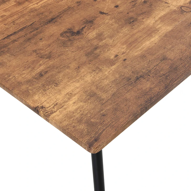 2-Seater Industrial Dining Room Table Sets with Rubber Feet Pad, Steel Legs, 3-Piece PU Leather Kitchen Table and Chairs, 70x70x75 cm, Brown