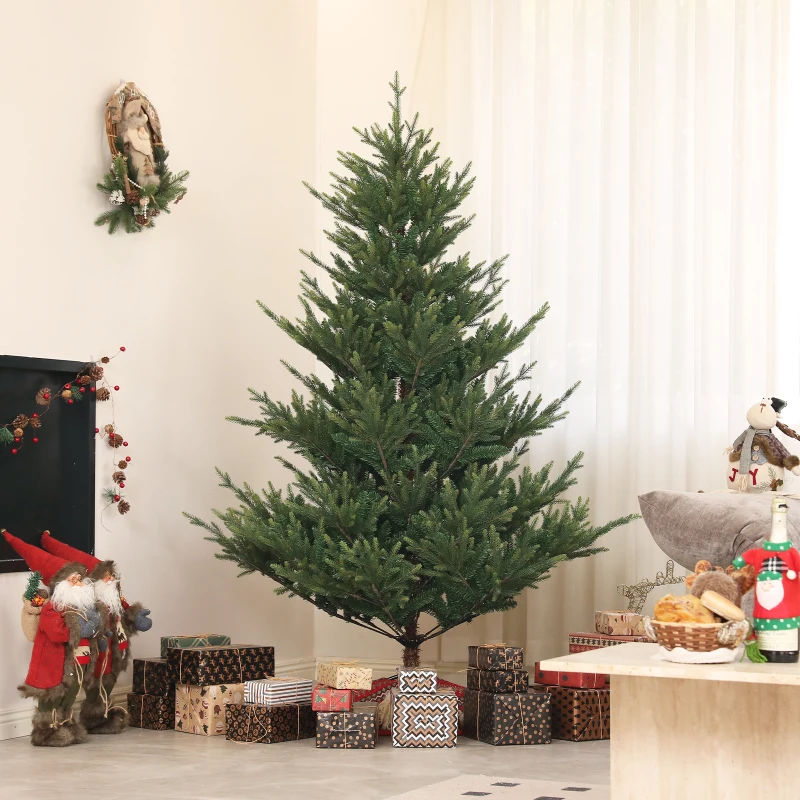 HOMCOM Sztuczna norweska świerka, Choinka z 1046 gałęziami, Metalowa podstawa, Zielona