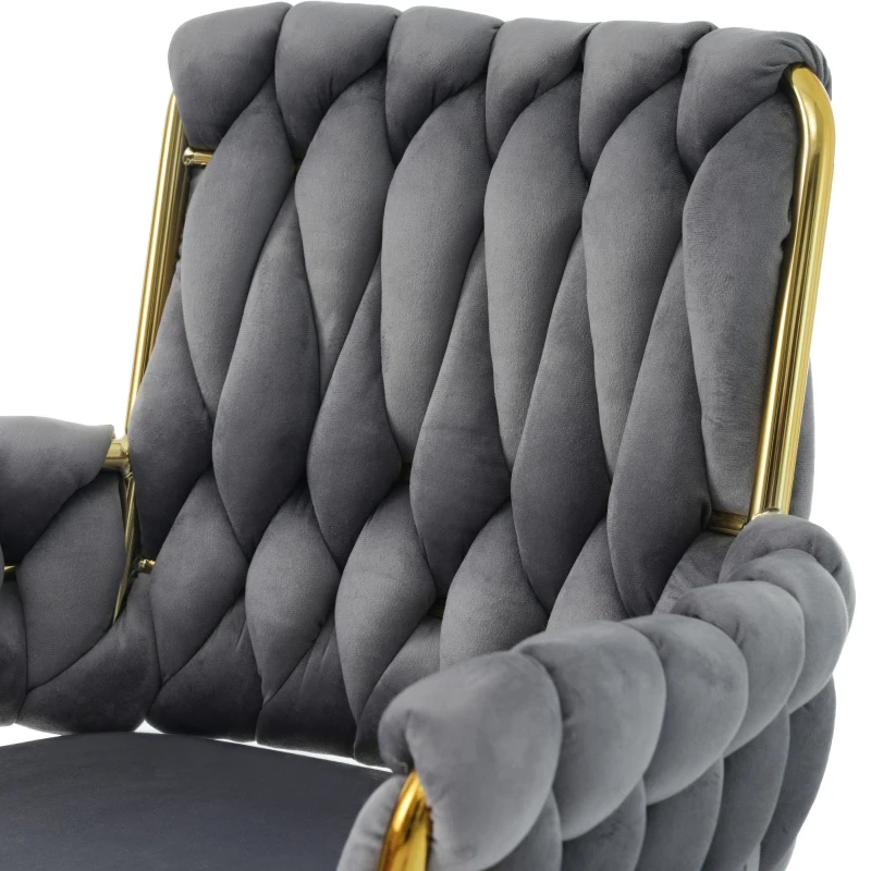 Set of 4 Luxurious Velvet Swivel Dining Chairs with Metal Legs and Raised Backrest, 63x50x87 cm, Gray