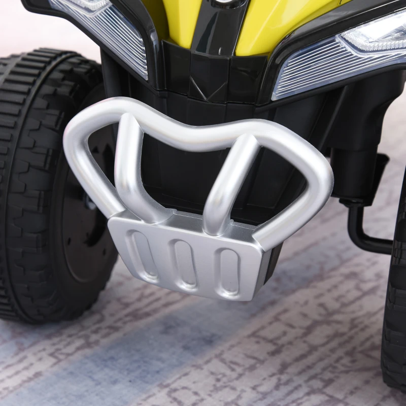 HOMCOM Mini ATV, Motocicletă pentru Copii 18-36 Luni cu Muzică Integrată și Ghidon Larg, 67,5x38x44 cm, Galben(m-9)