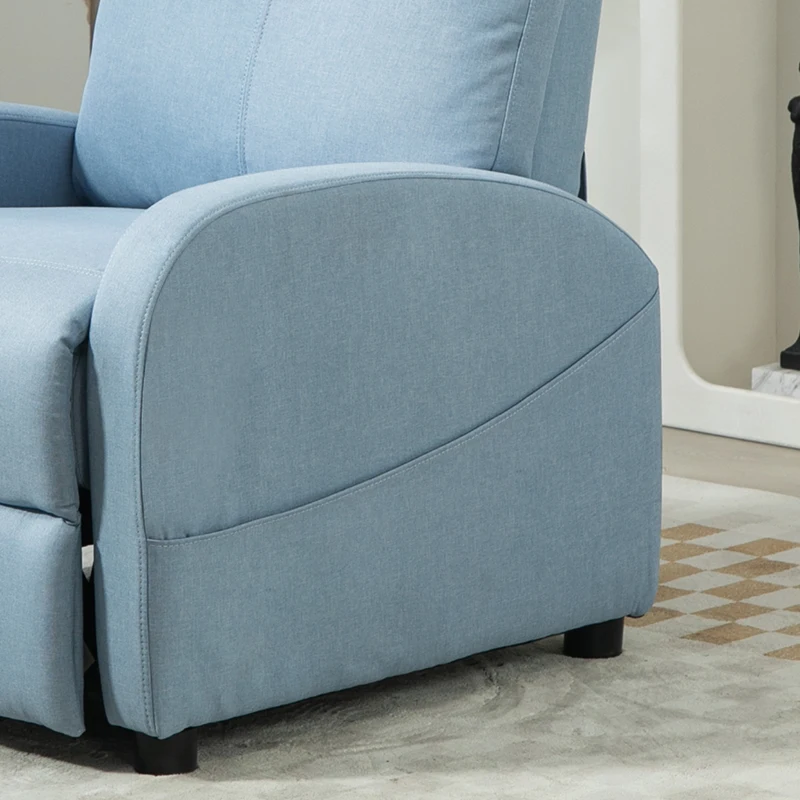 HOMCOM Poltrona Relax Reclinabile con Poggiapiedi in Tessuto Effetto Lino, 69x85x100 cm, Azzurro