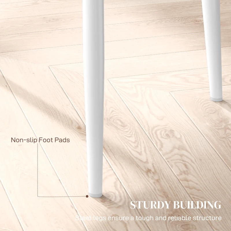 HOMCOM Set 6 Scaune de Sufragerie Tapițate cu Spătar Înalt, Tălpi Antiderapante și Picioare din Oțel, 41x50x97 cm, Alb