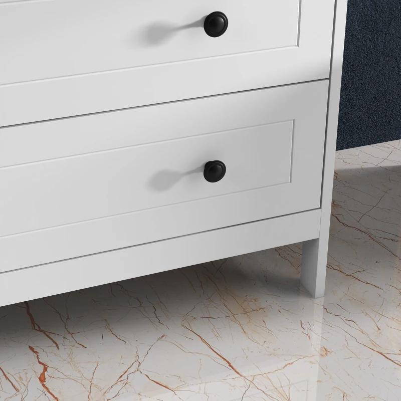 HOMCOM Cassettiera con 5 Cassetti in Legno Salvaspazio e Antiribaltamento, 74x40x91cm, Bianco