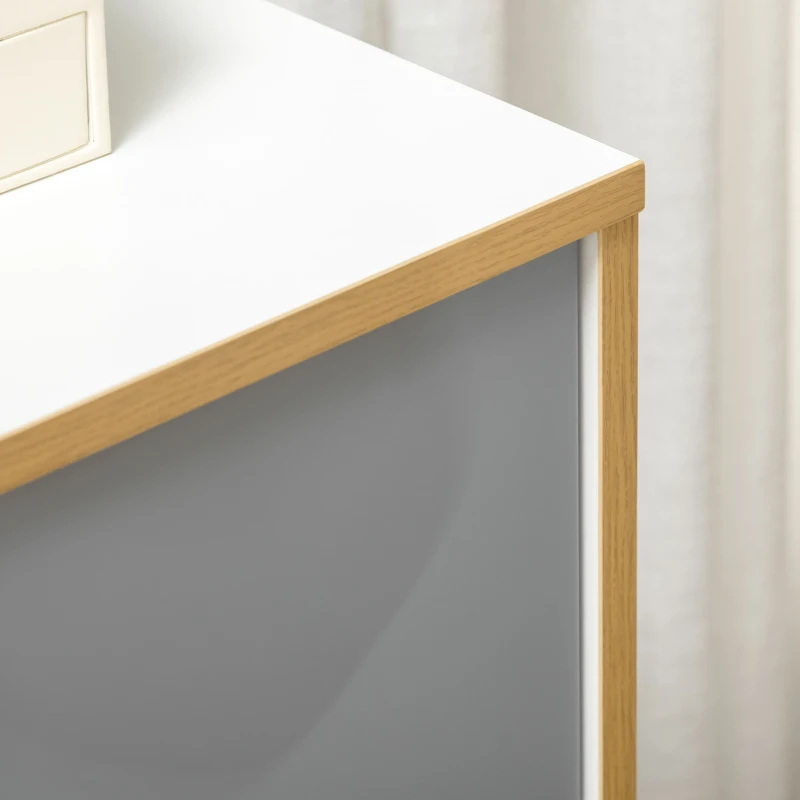 HOMCOM Cassettiera 3 Cassetti in Truciolato e MDF per Camera da Letto e Soggiorno, 75x42x75 cm, Bianca Grigia e Marrone