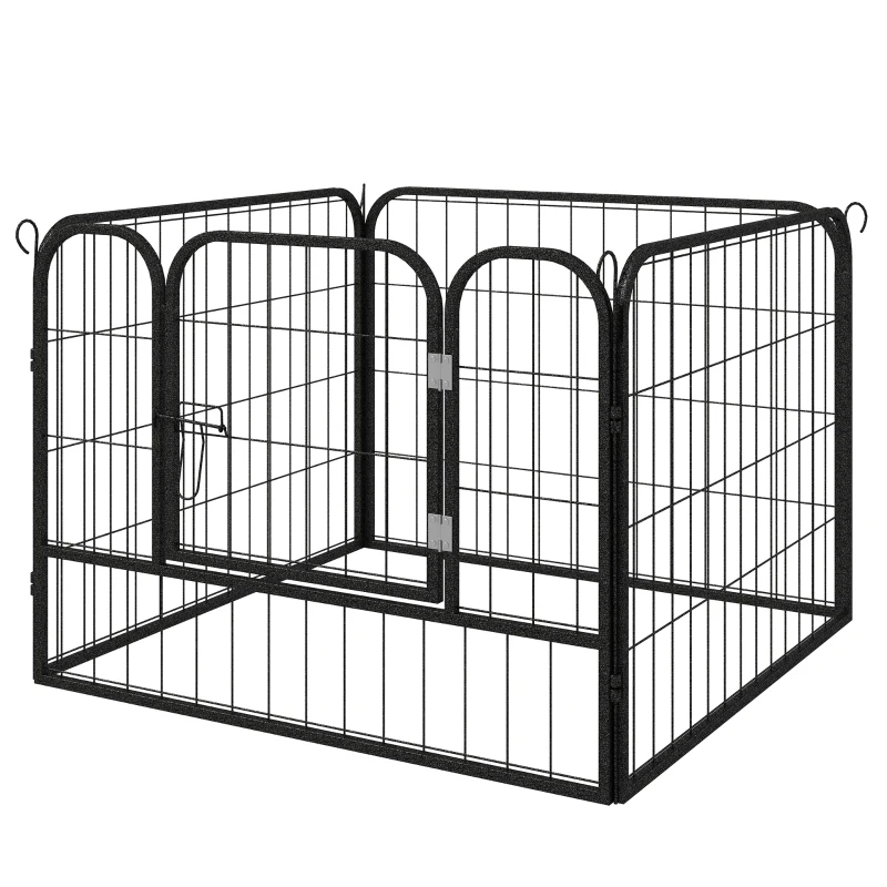 PawHut Parque para Perros de 4 Paneles Parque de Juegos Plegable para Mascotas para Exterior e Interior 82x82x60 cm Gris