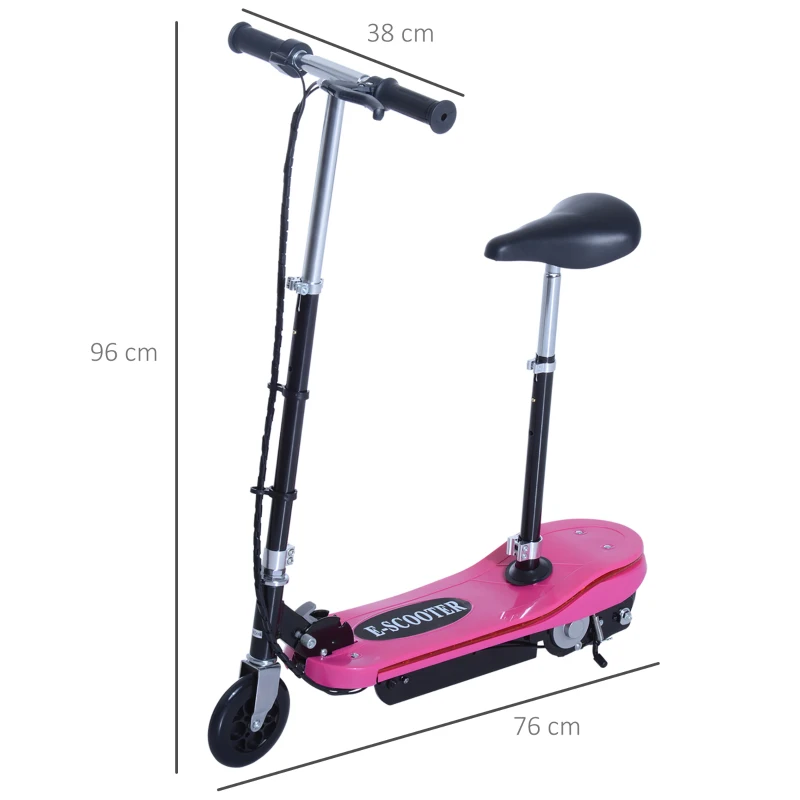 HOMCOM Trottinette électrique pliable 120 W enfant 7 à 12 ans lumière LED hauteur guidon et selle réglable 10 Km/h max. rose