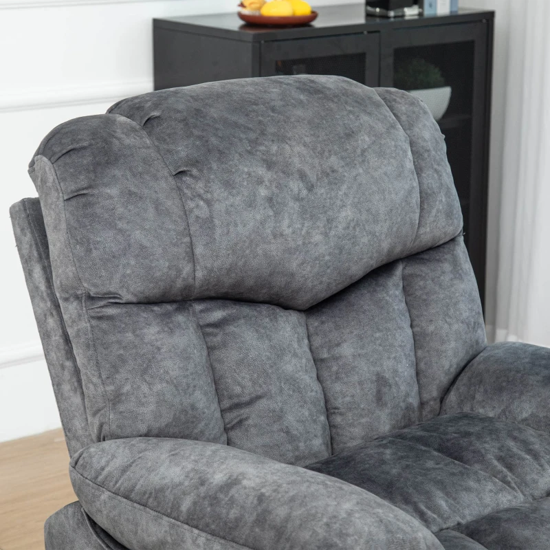 Elektrisch verstellbarer Massagesessel für ältere Menschen, Stoff-Liegesofa mit 2 Getränkehaltern, Seitentaschen und Fernbedienung, Grau