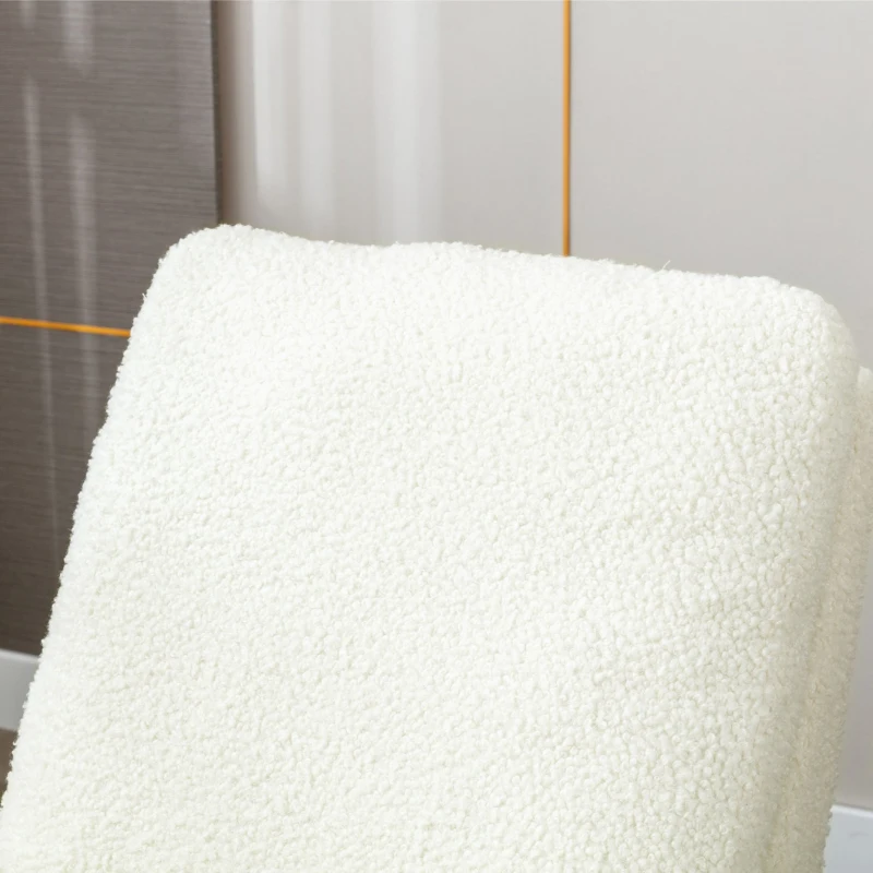 Weicher Schaukelstuhl im Mid-Century Modern-Stil, mit hoher Rückenlehne und Massivholzsockel, Weiß