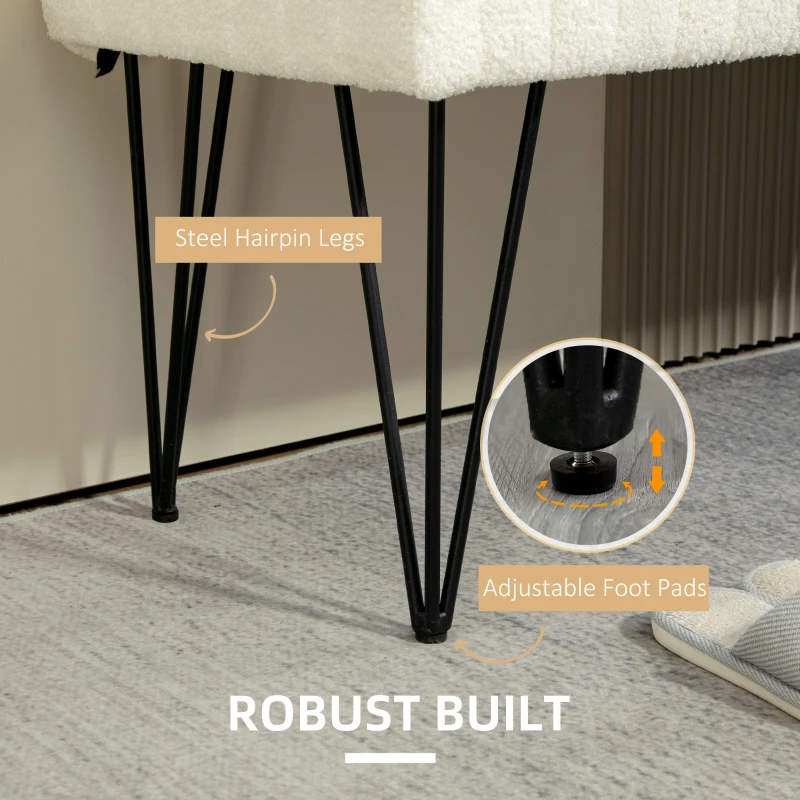 Homcom Banca Pat Moderna – Alb Crem cu Picioare Elegante