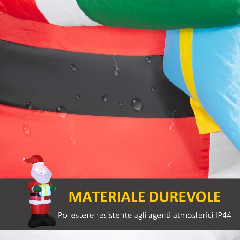 Outsunny Babbo Natale Gonfiabile con Regalo, 3 Luci LED e Gonfiatore Incluso, 77x68x184cm