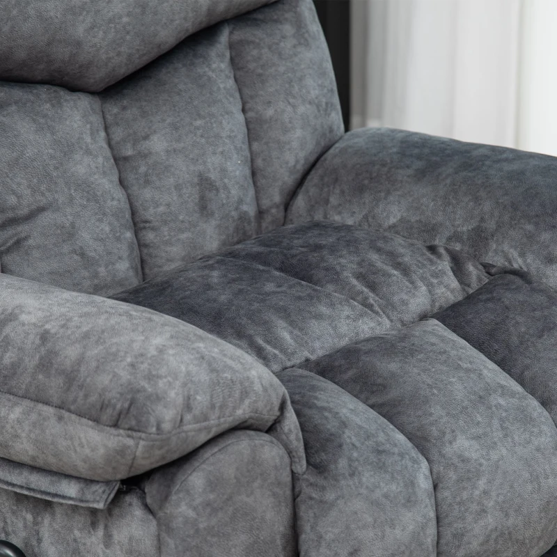 Elektrisch verstellbarer Massagesessel für ältere Menschen, Stoff-Liegesofa mit 2 Getränkehaltern, Seitentaschen und Fernbedienung, Grau