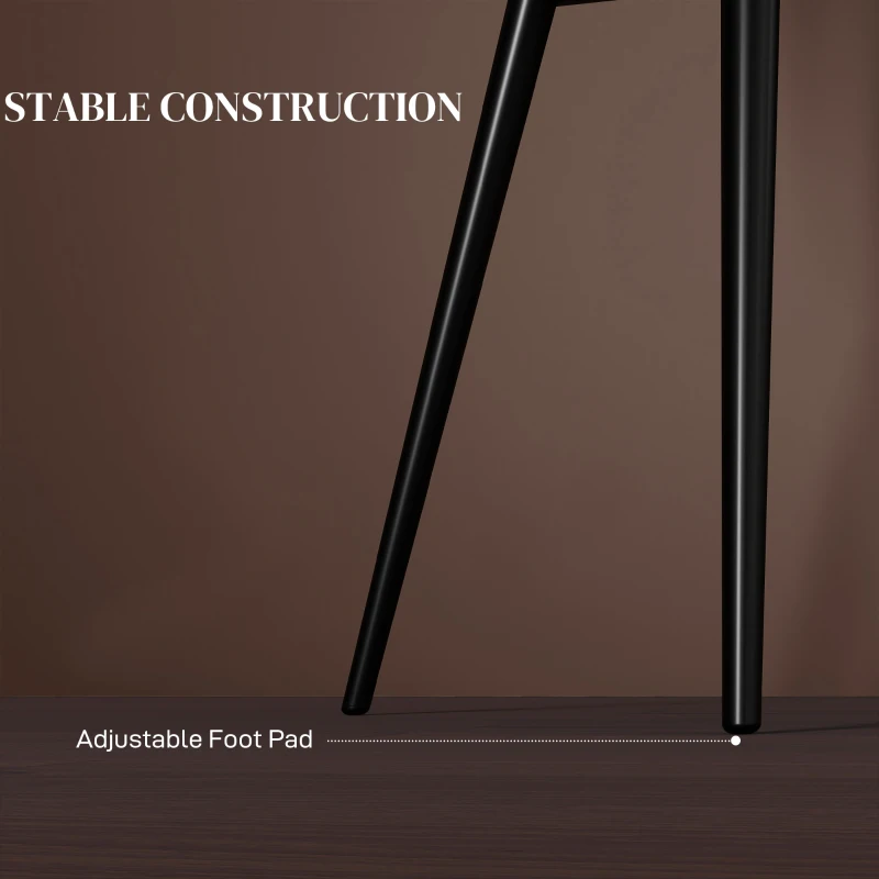 HOMCOM Set 2 Scaune de Dining Tapițate în Stil Nordic cu Brațe și Picioare din Oțel, 54x57x80 cm, Maro