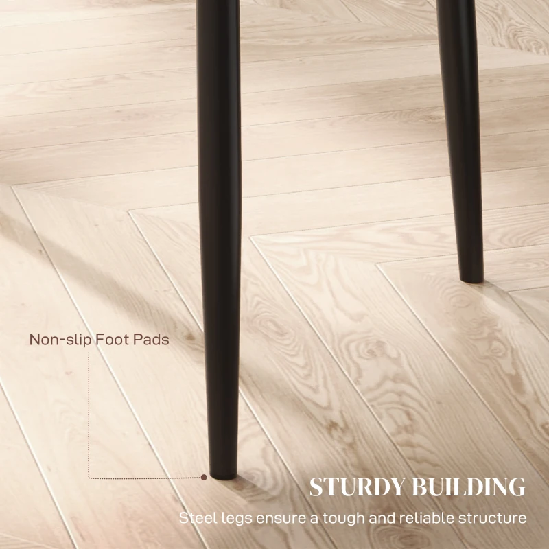 HOMCOM Set 6 Scaune de Sufragerie Tapițate cu Spătar Înalt, Tălpi Antiderapante și Picioare din Oțel, 41x50x97 cm, Negru