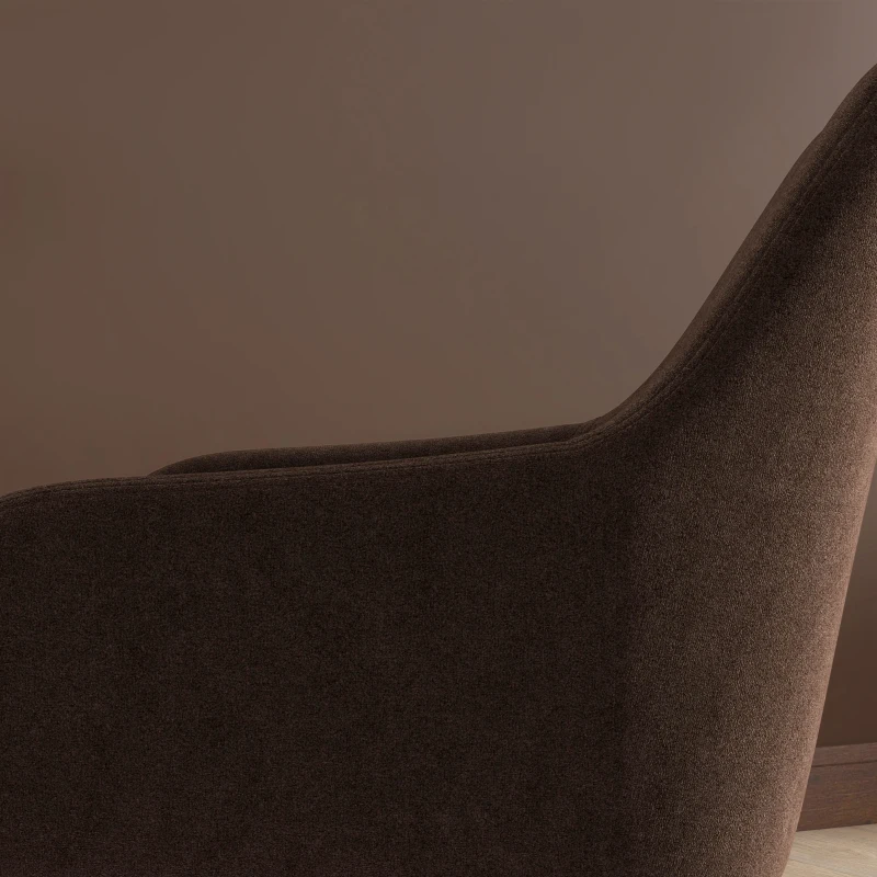 HOMCOM Set 2 Scaune de Dining Tapițate în Stil Nordic cu Brațe și Picioare din Oțel, 54x57x80 cm, Maro