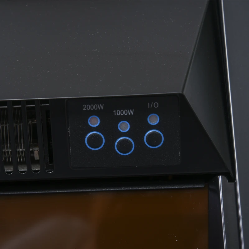 HOMCOM Camino Elettrico 1000W e 2000W, Effetto Fiamma con LED a 5 Livelli Telecomando Vetro Temperato Bianco 102x30x95cm