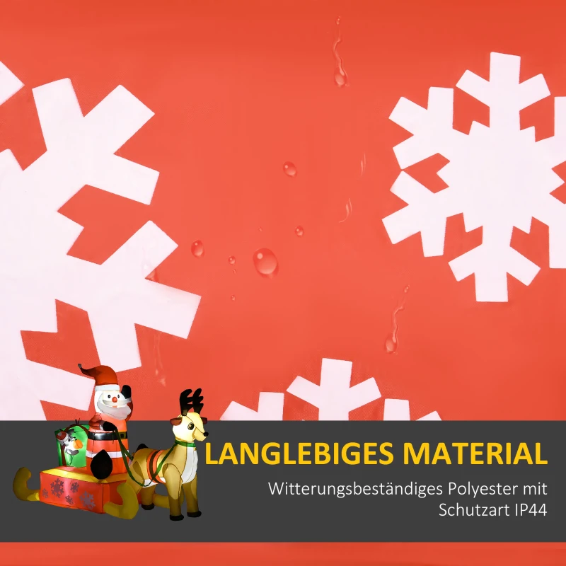 HOMCOM Opblaasbare Kerstdecoratie, Kerstman met Slee en Rendier, met LED-Lichten, voor de Tuin