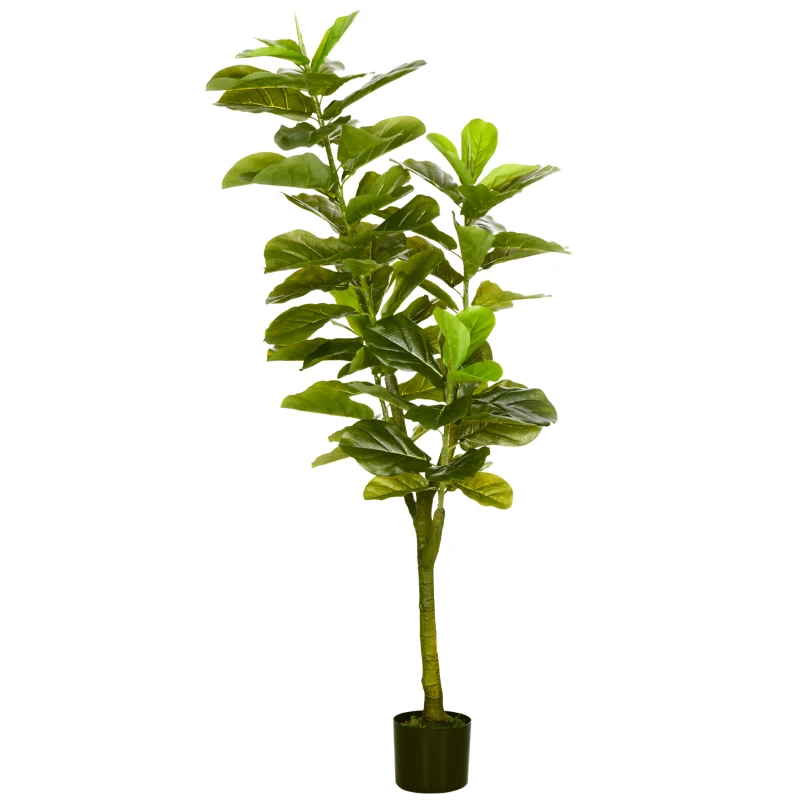 HOMCOM Smochin-lira artificial in ghiveci, Plante Ficus artificial pentru interior, exterior, pentru decorul casei, biroului, camerei de zi, 90cm, verde
