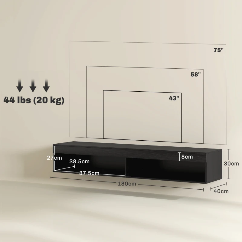 Homcom Suport TV Suspendat – LED & Rafturi, Televizoare pana la 190 cm(m-3)