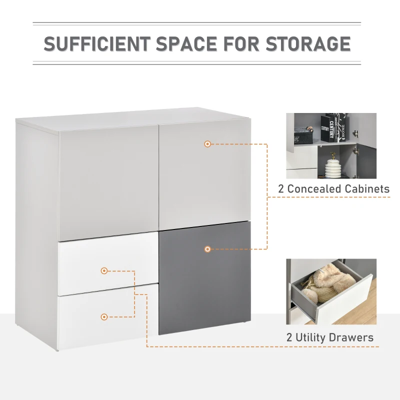 HOMCOM Dulap multifunctional cu sertare si usi, mobilier pentru Camera de zi Dormitor Birou