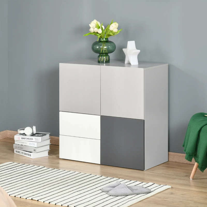 HOMCOM Dulap multifunctional cu sertare si usi, mobilier pentru Camera de zi Dormitor Birou