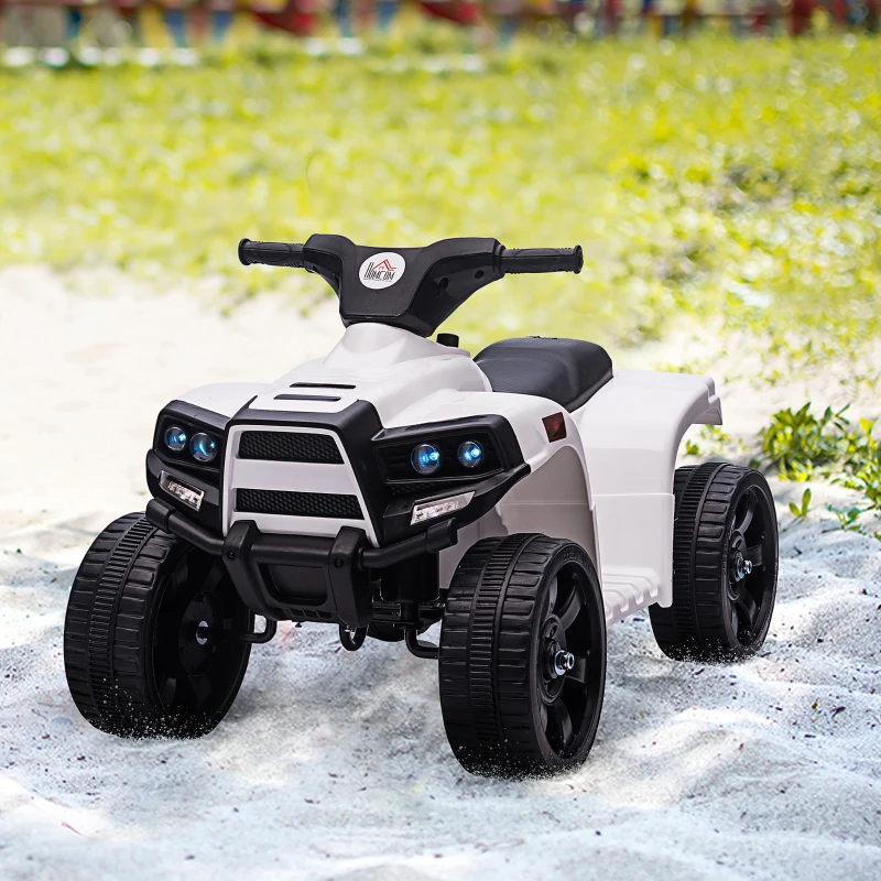 HOMCOM ATV electric pentru copii, lumini si claxon, negru/alb
