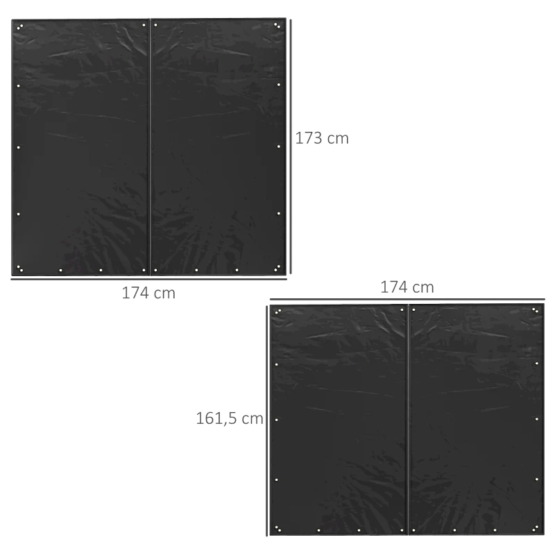 Outsunny Pokrowce na regał do drewna, zestaw 2 sztuk, odporność na warunki atmosferyczne i kurz, 174x173 & 174x161,5, Czarny