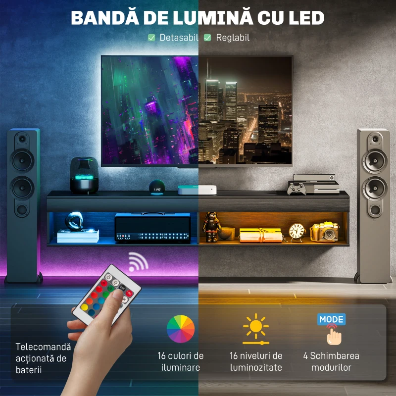 Homcom Suport TV Suspendat – LED & Rafturi, Televizoare pana la 190 cm(m-5)