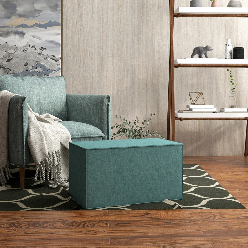 HOMCOM Taburet pentru Picioare 2 în 1 cu Husă Detașabilă, Taburet Puf din Material cu Aspect de In, 75x41x41 cm, Verde