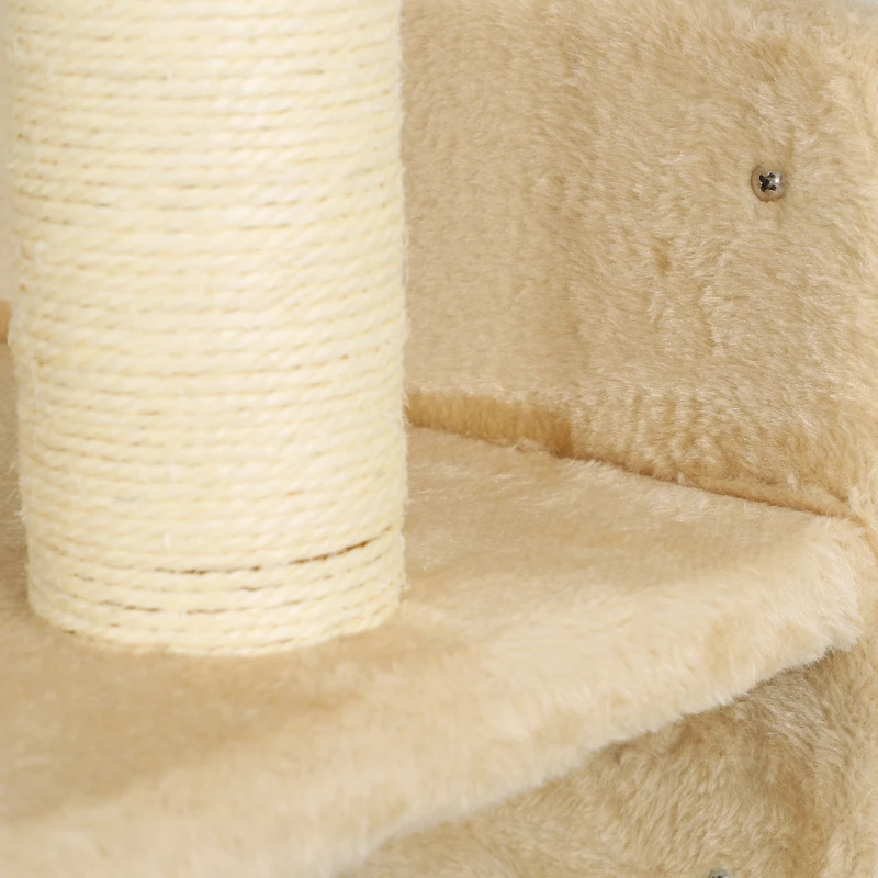 PawHut Katten Klimwandset met Krabpalen, Springplatforms en Speelballen, voor Klimmen en Rusten, Beige