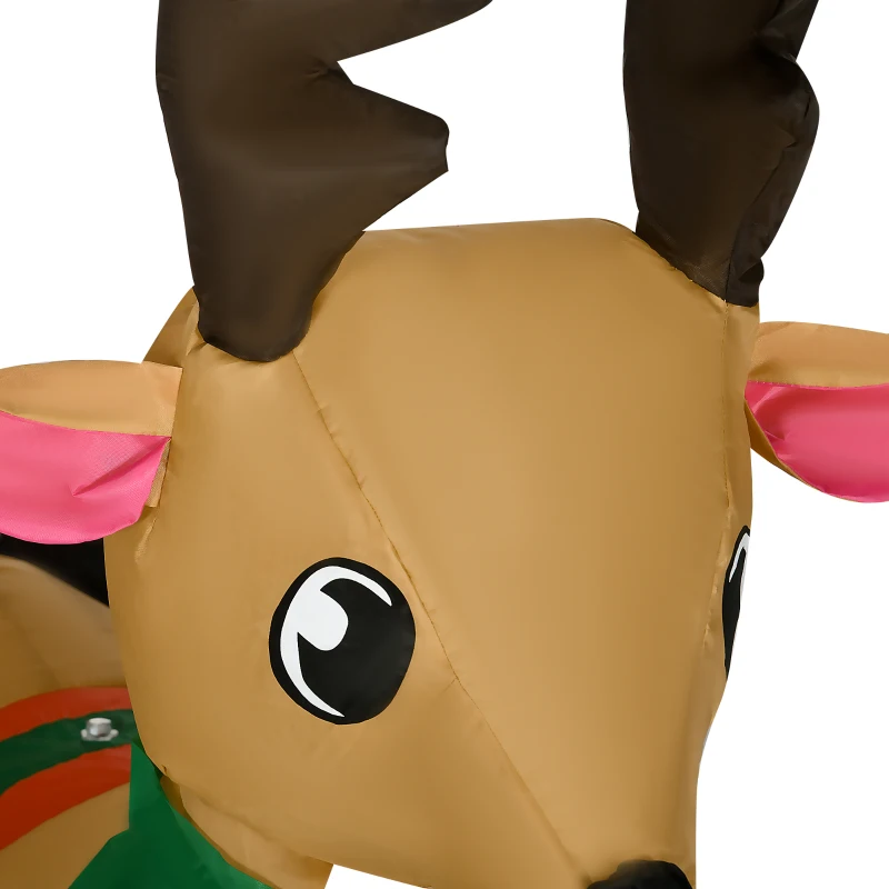 HOMCOM Opblaasbare Kerstdecoratie, Kerstman met Slee en Rendier, met LED-Lichten, voor de Tuin