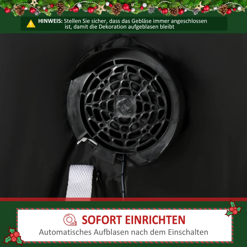 HOMCOM Kerstman, 2,40 meter groot, met LED-verlichting, zelfopblazende Tuindecoratie