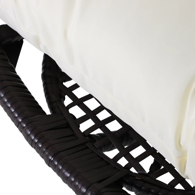 Outsunny Poltrona de Exterior de Vime com Almofada Estilo Moderno Forma de Lágrima Acolchoada Encosto 101x89x156 cm Carga 160kg Marrom e Bege