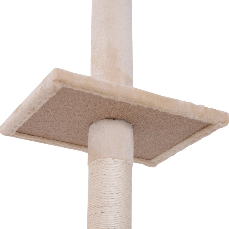Krabpaal PawHut met sisalpalen, krabpaal voor katten, klimboom voor katten, kattenboom, beige, 40 x 34 x 230-260 cm(m-11)