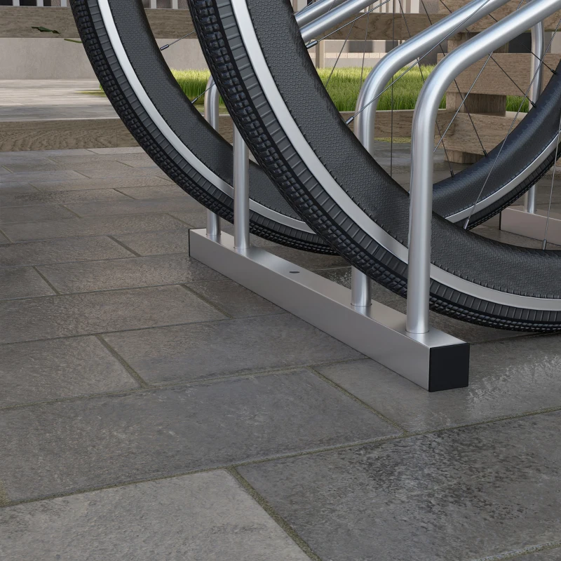 SPORTNOW Rastrelliera per 2 Biciclette in Acciaio con Posizione Regolabile, 50x34x27.5 cm, Argento