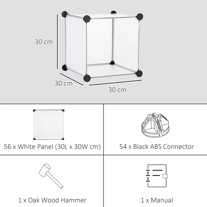 HOMCOM Modulair Reksysteem met 16 Aparte Vakken, Doe-Het-Zelf Stekrek, Zwart + Wit