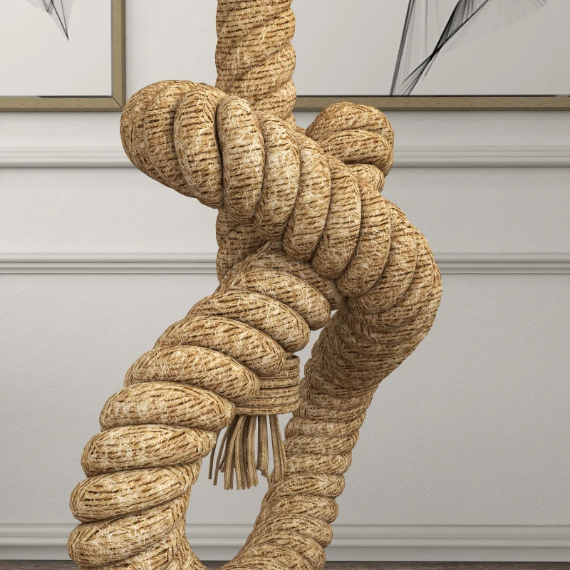 HOMCOM Tafellamp in Maritieme Stijl met USB-Oplaadpoort, Warm, Touwdecor, 30x30x55 cm