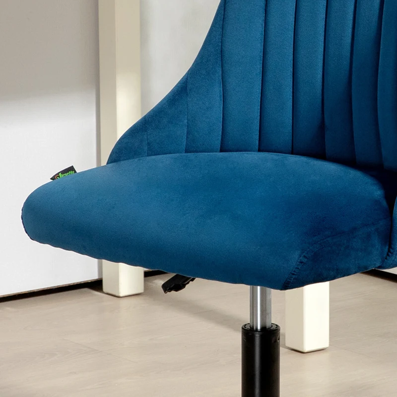 Vinsetto kantoorstoel draaistoel bureaustoel ergonomisch lijndesign in hoogte verstelbaar 360° draaibaar schuimstof fluweelzacht polyester blauw 50 x 58 x 77-85 cm