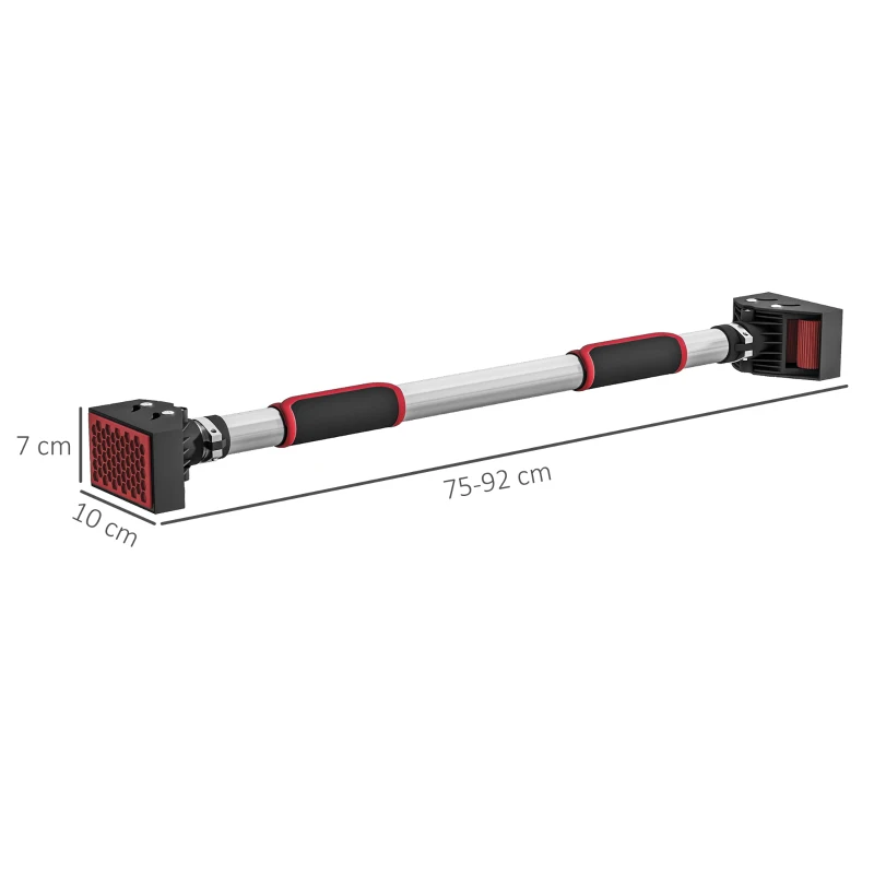SPORTNOW Bară de Tracțiuni cu Lățime Reglabilă, Mânere Antiderapante din Oțel, ABS și Plastic, 75-92x10x7 cm, Negru