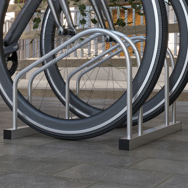 SPORTNOW Rastrelliera per 2 Biciclette in Acciaio con Posizione Regolabile, 50x34x27.5 cm, Argento