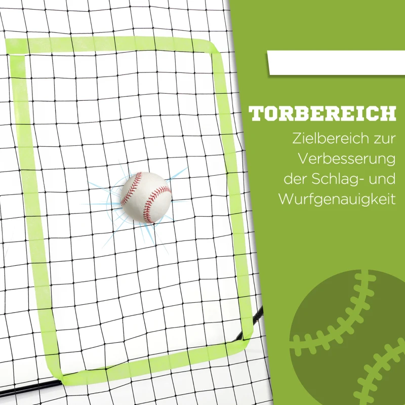 HOMCOM Baseball Terugspeelnet, Weerbestendig, Metalen Frame, Groene Trefferszone, 174H x 123B x 90D cm