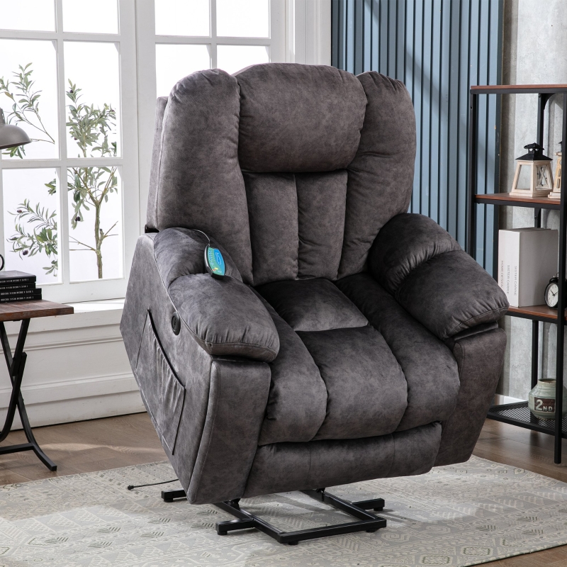 Power Massage Lift Recliner Chair with Heat & Vibration, Grey | Aosom UK