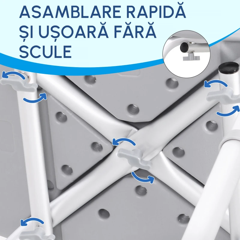 HOMCOM Scaun de dus din Aluminiu si Plastic, Inaltime reglabila 8 Niveluri