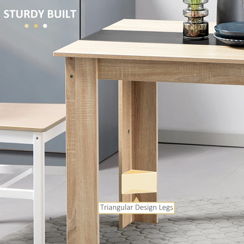 HOMCOM Masă de Dining pentru 4-6 Persoane, Masă de Bucătărie Modernă din Lemn, 120x69x75 cm, Lemn Natural